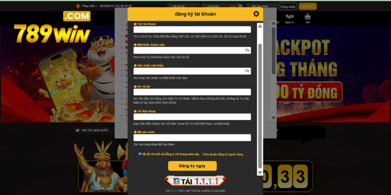 Đăng ký 789WIN - Tạo tài khoản nhận ưu đãi chào mừng Biểu mẫu đăng ký 789win mới nhất