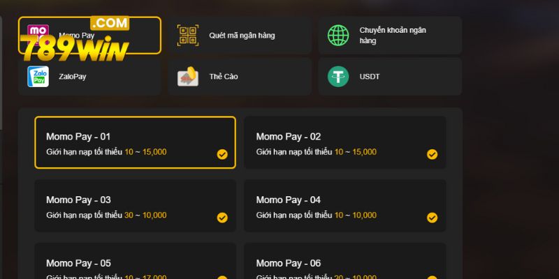 Bạn thực hiện nạp tiền bằng ví điện tử siêu nhanh