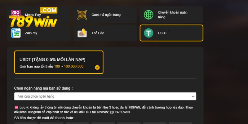 Thanh toán nạp tiền thông qua USDT đảm bảo tính an toàn