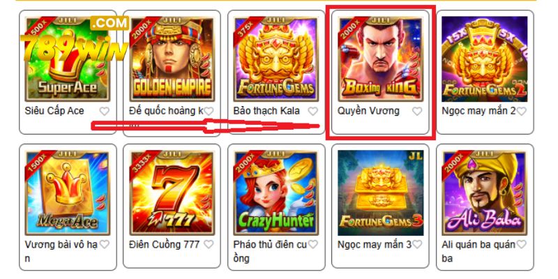 Người chơi lựa chọn Quyền Vương tại giao diện sảnh JILI