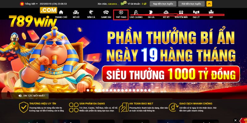 Thể Thao 789WIN – Trực tiếp mọi trận cầu, bắt trọn từng khoảnh khắc Lựa chọn danh mục thể thao 789WIN trên giao diện chính thức
