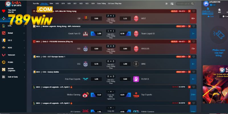Thể thao điện tử tại nhà cái 789WIN uy tín